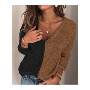 NWT Color matching V-Neck long Sweater